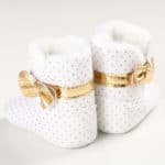 Gold Bow Winter Crib Boots Branded Soft Sole Baby Moccasins Wool Kids Snow Shoes Toddler Sneakers First Walker Warm Dots Booties - Image 5
