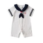 Hot White Navy Sailor collar Newborn baby clothes cotton baby rompers Short sleeve one-pieces jumpsuit baby boy girl clothing - Image 2