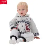 IYEAL Newborn Christmas Deer Baby Boy Warm Infant Romper Kid Jumpsuit Hooded Infant Clothes Outfit Winter Baby Clothing - Image 2
