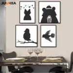 Kawaii Animal Bird Bear Deer Poster Print Modern Nordic Cartoon Nursery Wall Art Picture Kids Baby Room Decor Canvas Painting - Image 2