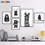 Kawaii Animal Bird Bear Deer Poster Print Modern Nordic Cartoon Nursery Wall Art Picture Kids Baby Room Decor Canvas Painting