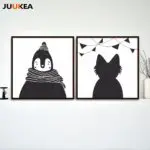 Kawaii Animal Bird Bear Deer Poster Print Modern Nordic Cartoon Nursery Wall Art Picture Kids Baby Room Decor Canvas Painting - Image 3