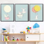 Kawaii Cartoon Animal Rabbit Balloon Poster Wall Art Canvas Prints Painting Decorative Picture Baby Living Room Decoration - Image 2
