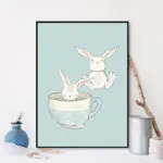 Kawaii Cartoon Animal Rabbit Balloon Poster Wall Art Canvas Prints Painting Decorative Picture Baby Living Room Decoration - Image 4