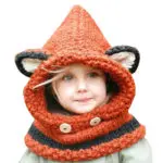 Kawaii Cat Fox Ear Baby Knitted Hats with Scarf Set Winter Windproof Kids Boys Girls Warm Shapka Caps for Children Beanies Caps - Image 2