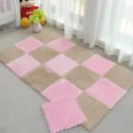 Long Fur Hair Puzzle  Foam Floor Mat,pad;baby Crawling Cutting Area Rug,play Carpet 30*30cm for Child,kid Living Room,bedroom