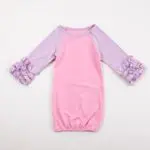 Long Sleeve Ruffled Infant Gown Personalized Ruffled Nightgowns Newborn girl take home outfit,baby pajama Sleeping Sack 0-24M - Image 3