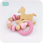 MamimamiHome Baby Rattle Beech Horse Wood Teething Crochet Beads Bracelets Montessori Toys For Children Baby Crochet Toys - Image 3