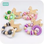 MamimamiHome Baby Rattle Beech Horse Wood Teething Crochet Beads Bracelets Montessori Toys For Children Baby Crochet Toys - Image 5