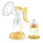 Manual Breast Pump Feeding Pump Baby Milk Silicon PP Material BPA Free With Milk Bottle Yellow White 160ml