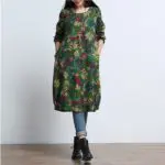 Maternity Clothes For Pregnant Dress Spring Autumn Fashion Long Sleeve Linen Printed  Maternity Dress For Pregnancy Clothing W11 - Image 2