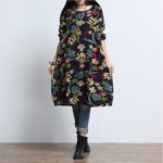 Maternity Clothes For Pregnant Dress Spring Autumn Fashion Long Sleeve Linen Printed  Maternity Dress For Pregnancy Clothing W11 - Image 4