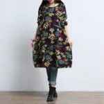 Maternity Clothes For Pregnant Dress Spring Autumn Fashion Long Sleeve Linen Printed  Maternity Dress For Pregnancy Clothing W11 - Image 4