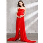 Maternity Dress for Photo Shoot Maxi Maternity Gown Split Front Chiffon Fancy Sexy Red Women Maternity Photography Props Envsoll - Image 4
