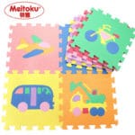 Meitoku baby EVA foam play Puzzle mat / Interlocking Transportation floor mat,Each 30cmX30cm=12"X12" 1cm Thick - Image 2
