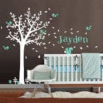 Modern Custom Name Tree Flower Wall Stickers Squirrels Birds Nursery Wall Art Decal Vinyl Baby Kids Rooms Sticker Home Decor - Image 2