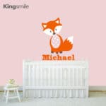 Modern Fox Wall Stickers Alphabet Personalized Name Decals Vinyl Wall Art Baby Nursery Stick Kids Rooms Home Decor Size 56x43cm