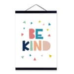 Motivational Typography Kind Quote Wooden Framed Canvas Painting Kid Baby Room Decor Nordic Wall Art Print Picture Poster Hanger