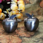 NEW ARRIVAL - Newborn Baby Keepsake / Family Gift Apple Shaped First Tooth and First Curl Boxes Metal Artcraft Trinket Box - Image 2