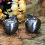 NEW ARRIVAL - Newborn Baby Keepsake / Family Gift Apple Shaped First Tooth and First Curl Boxes Metal Artcraft Trinket Box - Image 2