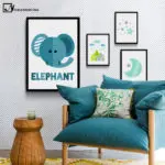 NICOLESHENTING Moon Cartoon Animal Giraffe Elephant Minimalist Art Canvas Poster Nursery Wall Picture Baby Kids Room Decoration - Image 2