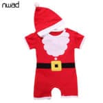 NWAD Baby Christmas Red Rompers Boy Girl Short Sleeve Jumpsuits With A Hat Newborn Baby One Piece Romper Infant Clothing FF377 - Image 2