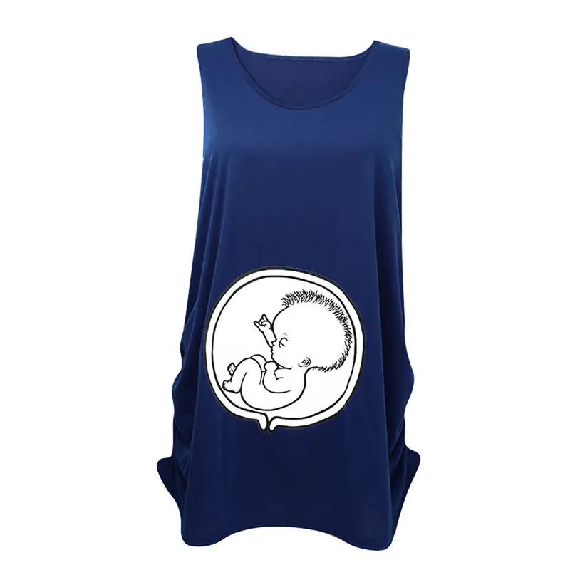New 2017 Summer Womens Sleeveless Soft Cotton Cute Baby Pregnancy Maternity Clothes Funny Pregnant T Shirt Tee Tops Plus Size - Image 3