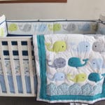 7 Piece Embrodered Baby Whales Baby Crib Nursery Set