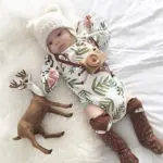 New Baby Girl Long Sleeve Jumpsuit Baby Boy Leaves Bodysuit Kids Print Outfits Toddler Autumn Clothes