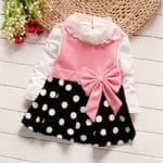 New Cute Baby Girls Dress Cotton and Lace Mini Ball Grown Dresses Kids Clothes For 0-2 Years Baby Bowknot Polk dot dress