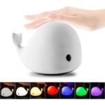 New Cute Dolphin USB Rechargeable Children Night Light Baby whale Multicolor LED Silicone Pat Lamp Touch Kawaii Light