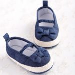 New Cute Lovely Newborn Baby Girl Kids Prewalker Soft Soled Anti-slip Shoes Princess Crib Mary Jane Jeans Blue Bow Footwear - Image 2