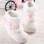 New Fashion Lovely Pink Bow Winter Super Warm Newborn Baby Kid Bebe Prewalker Shoes Princess Girl Crib Keep Warm Boots Booties