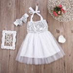New Girls Toddler Baby Sleeveless Sequined Princess Party Dress Bow Headband Flower Tutu Mini Dresses Summer