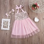 New Girls Toddler Baby Sleeveless Sequined Princess Party Dress Bow Headband Flower Tutu Mini Dresses Summer - Image 3