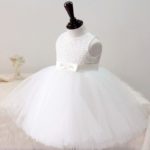 New  Infant Wedding Dress White Ball Gown  1 Year Girl Baby Birthday Dress Baby Girl Dress 6BY039