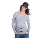New baby peeking shirt funny maternity tops long sleeve pregnant shirts with baby peeking out peek-a-boo pregnancy tees top