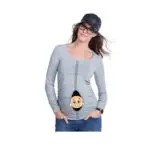 New baby peeking shirt funny maternity tops long sleeve pregnant shirts with baby peeking out peek-a-boo pregnancy tees top - Image 3