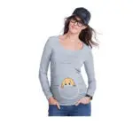 New baby peeking shirt funny maternity tops long sleeve pregnant shirts with baby peeking out peek-a-boo pregnancy tees top - Image 5