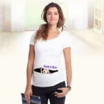 New maternity tops pregnancy funny maternity shirts with baby peeking out peek-a-boo maternity t-shirt baby peeking shirt - Image 2