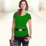 New maternity tops pregnancy funny maternity shirts with baby peeking out peek-a-boo maternity t-shirt baby peeking shirt - Image 3