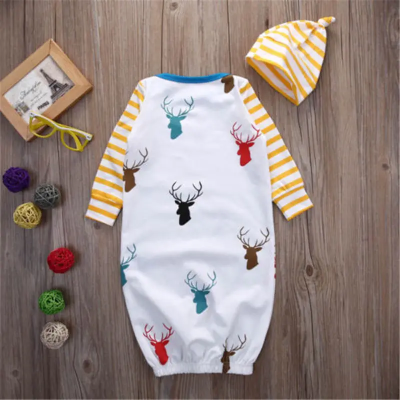 Newbaby Infant Baby Girls Boy Sleeping Pajama Footies +Hat Outfits 0-12M - Image 5