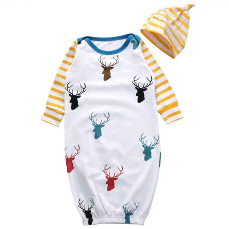 Newbaby Infant Baby Girls Boy Sleeping Pajama Footies +Hat Outfits 0-12M - Image 6