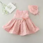 Newborn Baby Girl Dresses with Cap Super Back Bow Diamand Belt Baby Christening Gowns 1 year birthday dress vestido infantil - Image 4