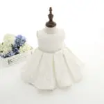 Newborn Baby Girl Dresses with Cap Super Back Bow Diamand Belt Baby Christening Gowns 1 year birthday dress vestido infantil - Image 6