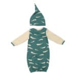 Newborn Baby Soft Cotton Sleepwear Summer Spring Long Sleeve Feather Print Sleeping Nightgown Sleep Wear with Hat - Image 2