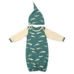 Newborn Baby Soft Cotton Sleepwear Summer Spring Long Sleeve Feather Print Sleeping Nightgown Sleep Wear with Hat