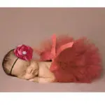 Newborn Baby Tutu Skirt Photography Props Peacock Handmade Crochet Beanie Beaded Cap Ball Gown - Image 3