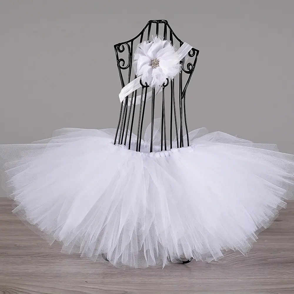 Newborn Baby Tutu Skirt with headband set for Photo Prop 7 Designs Fluffy Tulle Baby Ball Gown Tutu Skirt S1 - Image 5