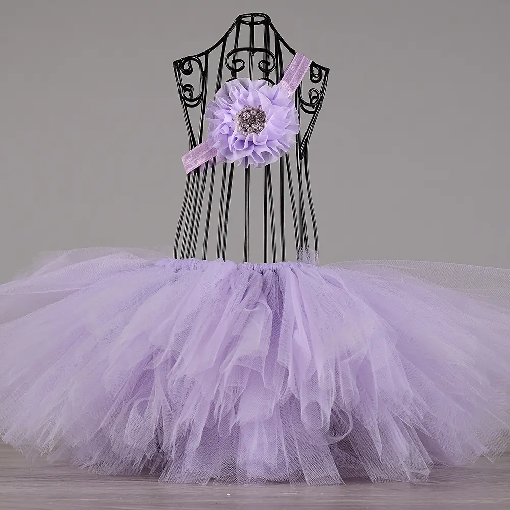 Newborn Baby Tutu Skirt with headband set for Photo Prop 7 Designs Fluffy Tulle Baby Ball Gown Tutu Skirt S1 - Image 3